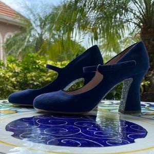 Royal blue Miu Miu Mary jane pumps Glitter Heel